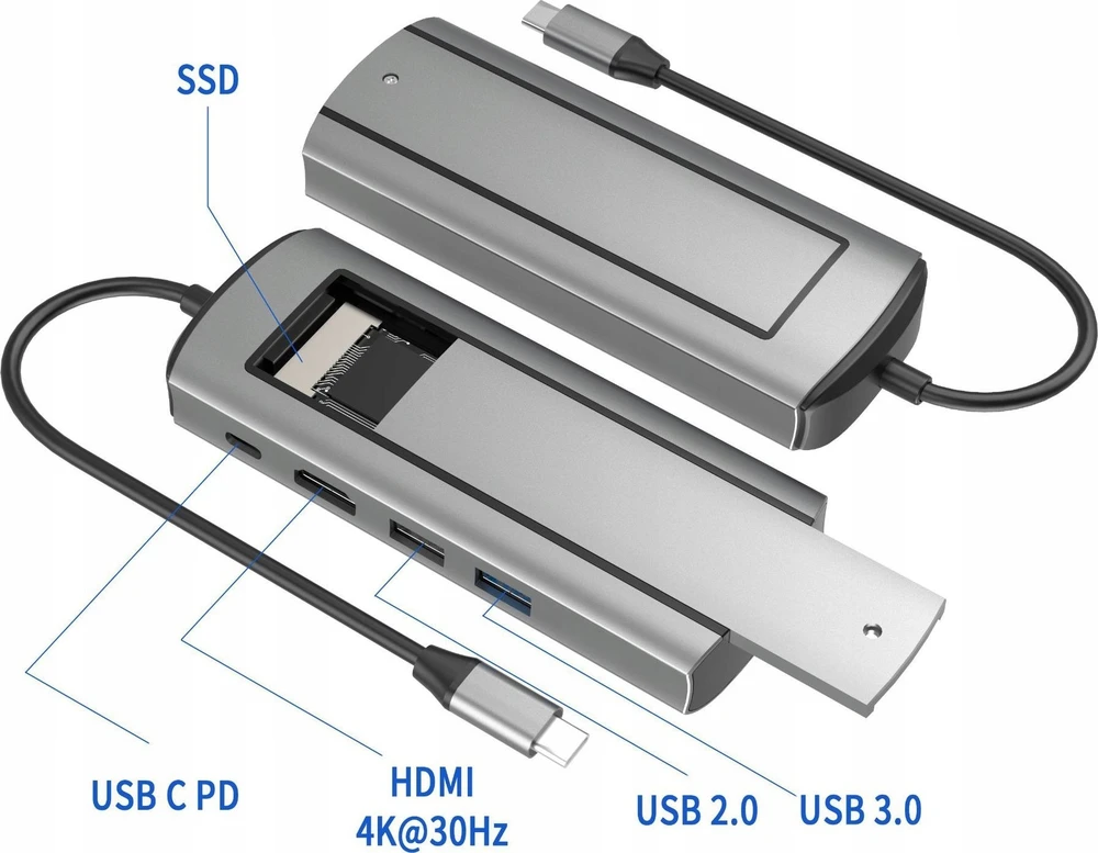 HUB USB Bounn Hub 6in1 sata disko vieta