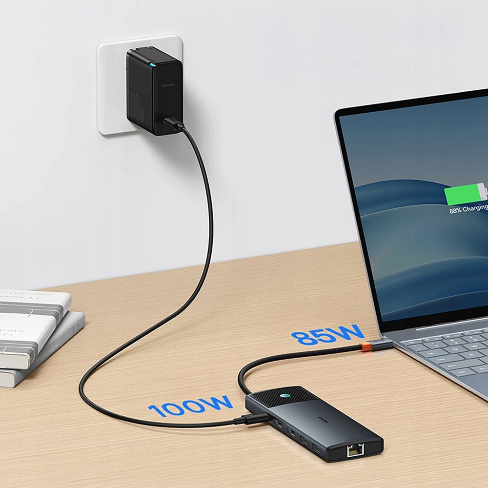 Jungčių stotelė / adapteris USB C kištukas - 1in10 2xHDMI RJ45 SD/TF USB3 BASEUS