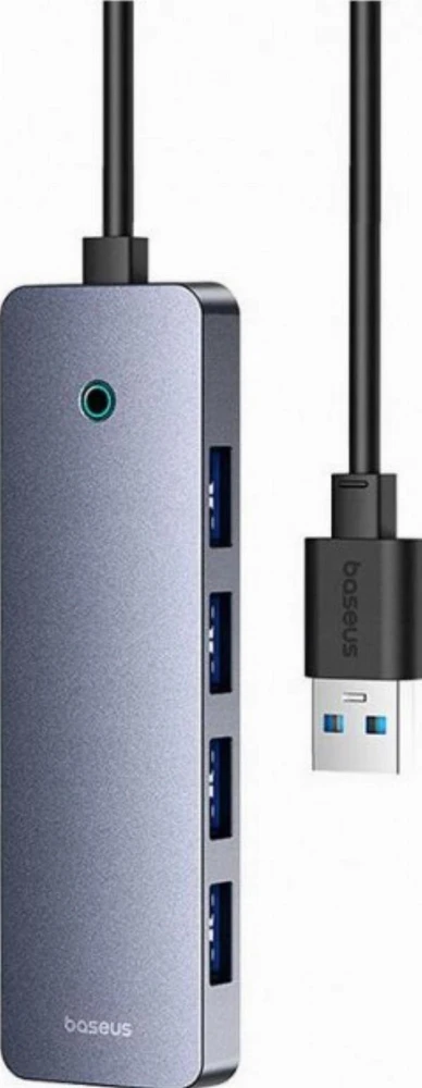 4in1 šakotuvas „Baseus UltraJoy Lite“, 15 cm, USB-A į 4x USB 3.0 + USB-C 5V (rutulinis)