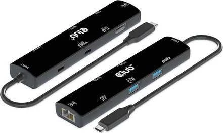 HUB USB Club 3D Club3D šakotuvas USB-C (USB4), 6 viename šakotuvas su HDMI 8K60Hz/4K120Hz, 2xUSB-A, RJ45 ir 2xUSB-C, 1xData, 1xPD - įkraunama 100W