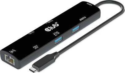 HUB USB Club 3D Club3D šakotuvas USB-C (USB4), 6 viename šakotuvas su HDMI 8K60Hz/4K120Hz, 2xUSB-A, RJ45 ir 2xUSB-C, 1xData, 1xPD - įkraunama 100W