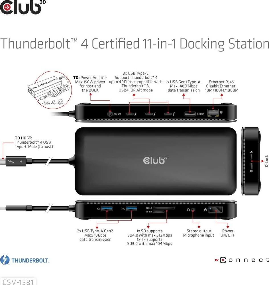 CLUB 3D Thunderbolt TM 4 sertifikuotas DS
