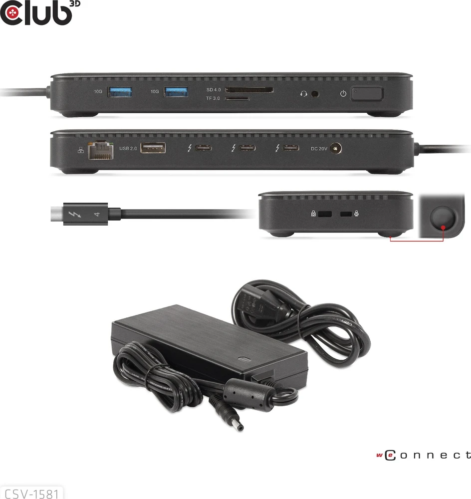 HUB USB Club 3D Club3D Thunderbolt4 11-in-1 HUB > 3xThunderbolt/3xUSB St/Bu retail