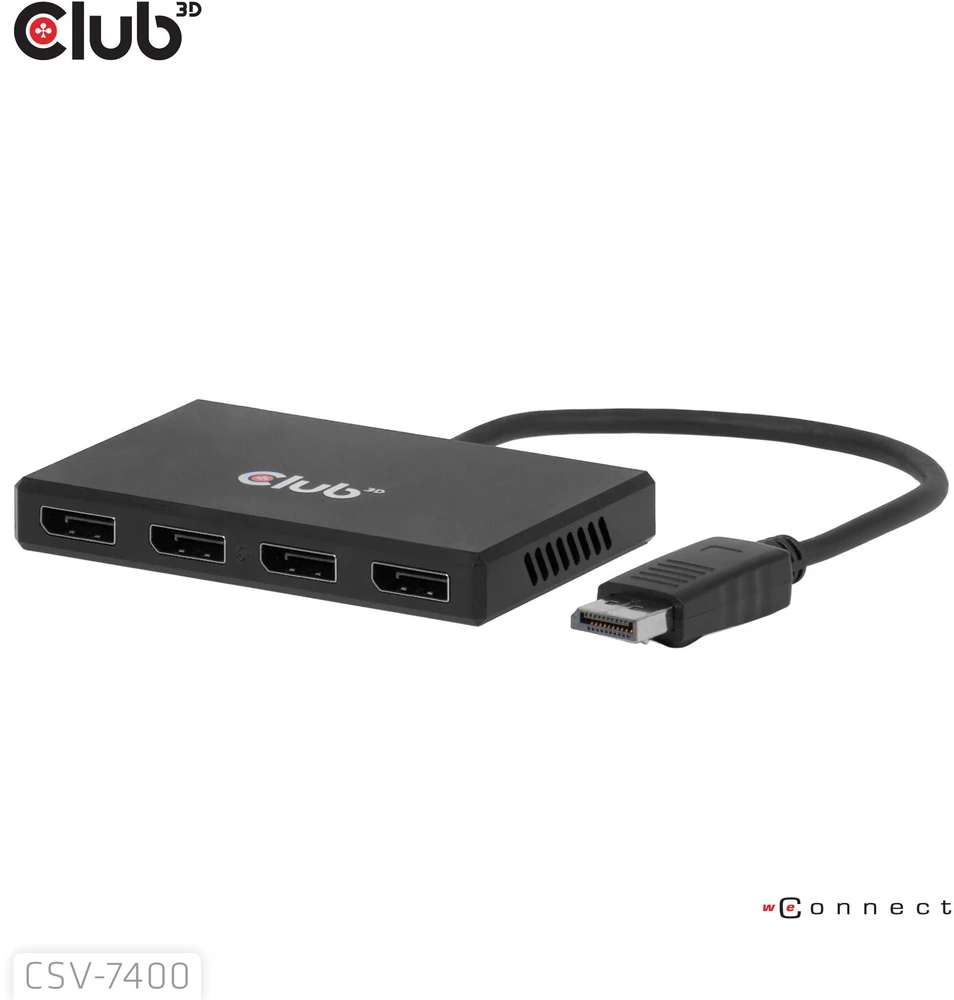 „Club 3D Hub USB Club Hub 3D MST“ (daugiasrautinis perdavimas) „DisplayPort 1.4“ su 4 „DisplayPort“, daugiakanalis monitorius, 4 „4K30Hz“, „8K30Hz“