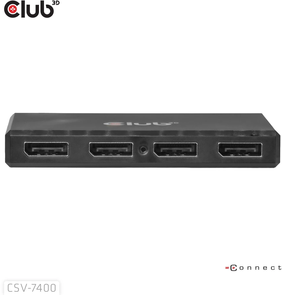 „Club 3D Hub USB Club Hub 3D MST“ (daugiasrautinis perdavimas) „DisplayPort 1.4“ su 4 „DisplayPort“, daugiakanalis monitorius, 4 „4K30Hz“, „8K30Hz“
