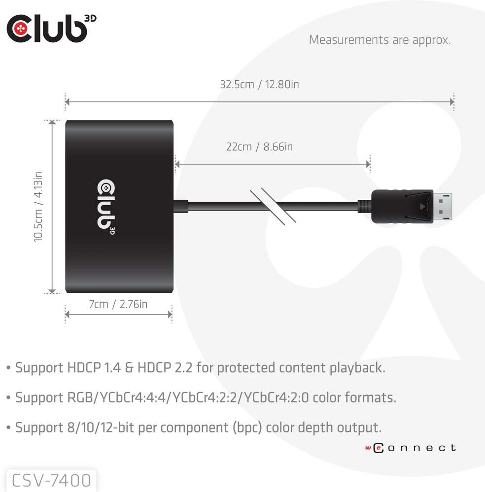 „Club 3D Hub USB Club Hub 3D MST“ (daugiasrautinis perdavimas) „DisplayPort 1.4“ su 4 „DisplayPort“, daugiakanalis monitorius, 4 „4K30Hz“, „8K30Hz“