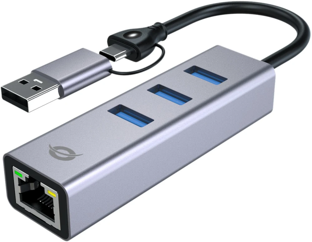 Carruzzo Conceptronic ABBY25G knyginių kompiuterių dokas / jungčių replikatorius Vielinis USB 3.2 Gen 1 (3.1 Gen 1) Type-A + Type-C Pilka