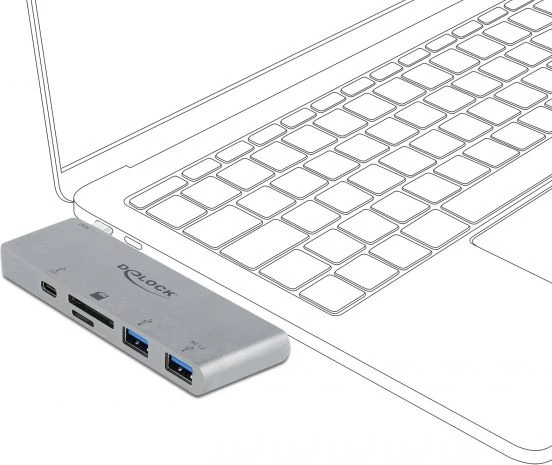 „HUB USB Delock 1x SD 1x USB-C PD 1x Micro SD + 2x USB-A 3.2 Gen1 (64078)“