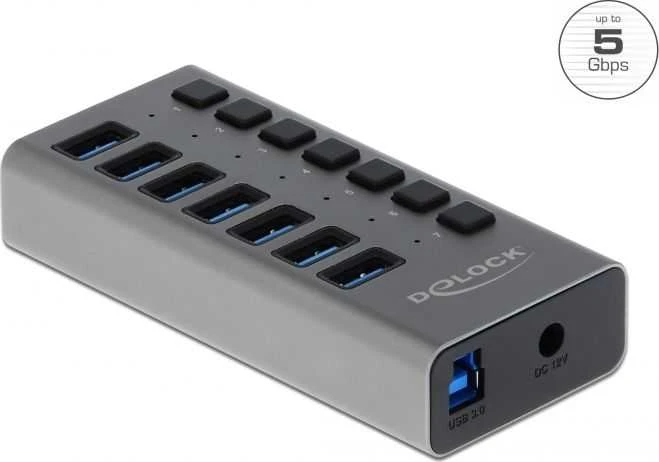 Delock External SuperSpeed USB Hub su 7 prievadais + jungikliu