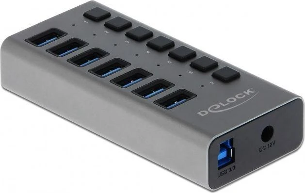 Delock External SuperSpeed USB Hub su 7 prievadais + jungikliu