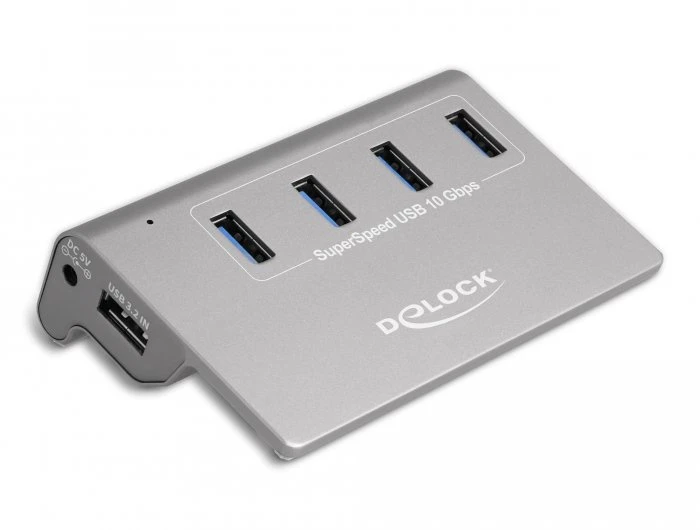 HUB USB Delock Delock USB 3.2 Gen 2 Hub – 4 USB Type A Ports – 10 Gbps – Metal Case – Gray