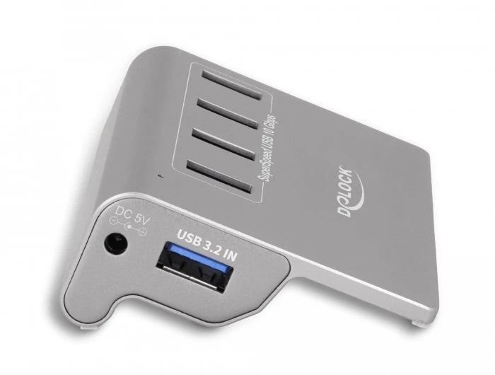 HUB USB Delock Delock USB 3.2 Gen 2 Hub – 4 USB Type A Ports – 10 Gbps – Metal Case – Gray
