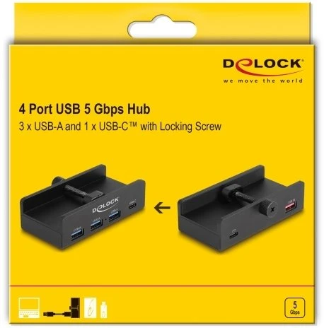 HUB USB Delock huby i koncentratory USB 2.0 Type-A 5000 Mbit/s Juodas