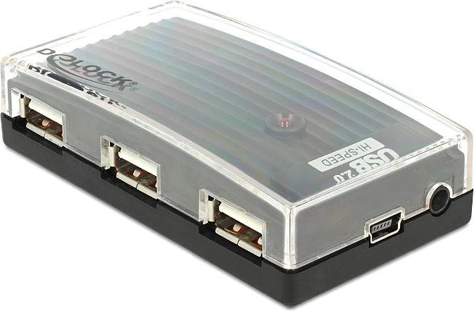 Delock USB 2.0 šakotuvas su skaidriu korpusu