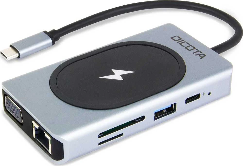 Dicota 10-in-1 adapteris su belaidžio įkrovimo funkcija