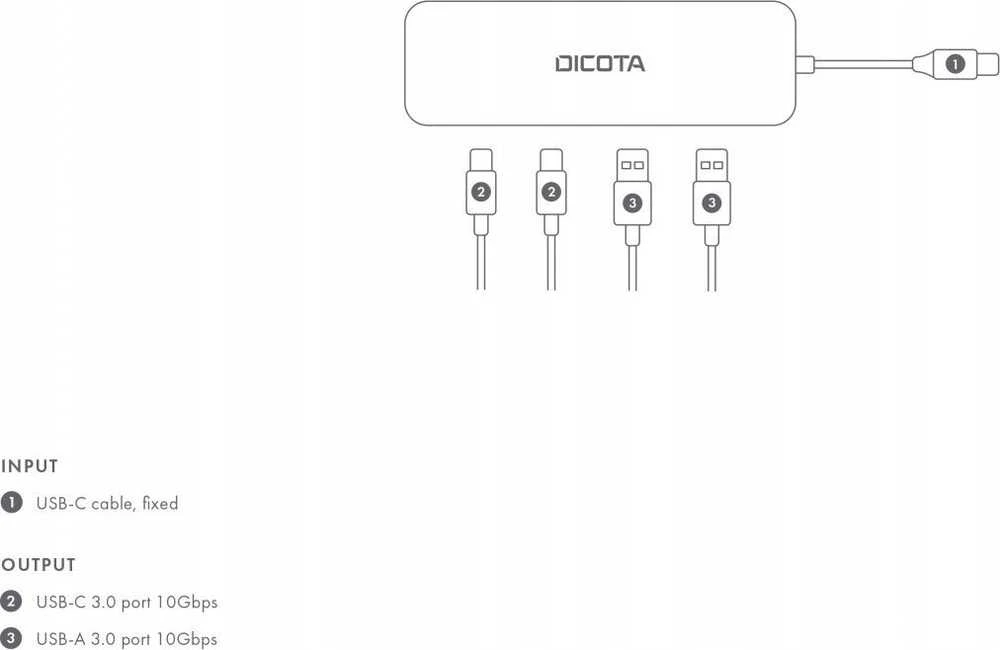 USB Adapteris - DICOTA D32061 4-in-1 10 Gbps Sidabrinis