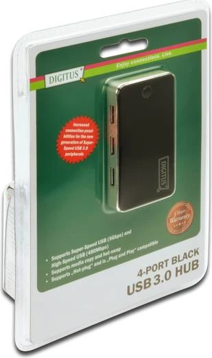 Assmann Electronic DIGITUS 40x USB3.0 Hub 4-port 4xUSB A/F su įsk. ext. Maitinimas 5V 3,5A ir kabelis 1,2m USB2.0 suderinamas