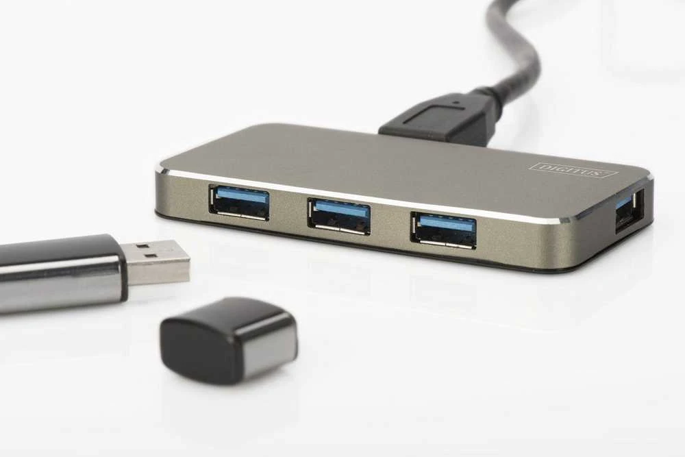Assmann Electronic DIGITUS USB 3.0 Hub 4 prievadų Įsk. 5V/2A maitinimo šaltinis Aliuminio korpusas