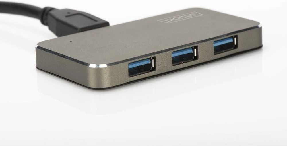 Assmann Electronic DIGITUS USB 3.0 Hub 4 prievadų Įsk. 5V/2A maitinimo šaltinis Aliuminio korpusas