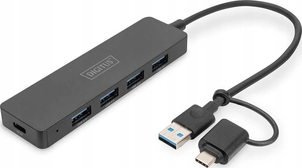 DIGITUS USB 3.0 šakotuvas, 4 prievadų, su USB-C adapteriu, DA-70235