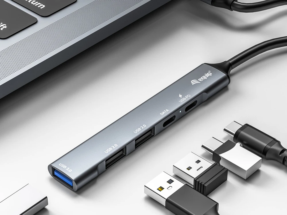 Equip HUB USB įranga Įranga Dock USB-C->1xUSB-C,1xUSB3.0,2xUSB2.0,100WPD 0.15m si