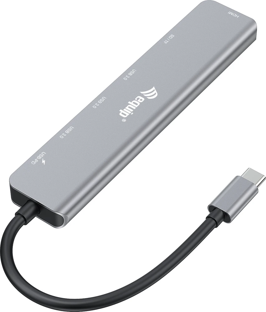 Equip 133494 knyginių kompiuterių dokas / jungčių replikatorius Vielinis USB 3.2 Gen 1 (3.1 Gen 1) Type-C Sidabras