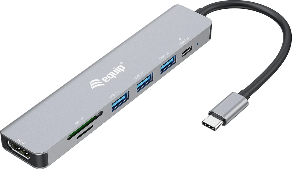 Equip 133494 knyginių kompiuterių dokas / jungčių replikatorius Vielinis USB 3.2 Gen 1 (3.1 Gen 1) Type-C Sidabras