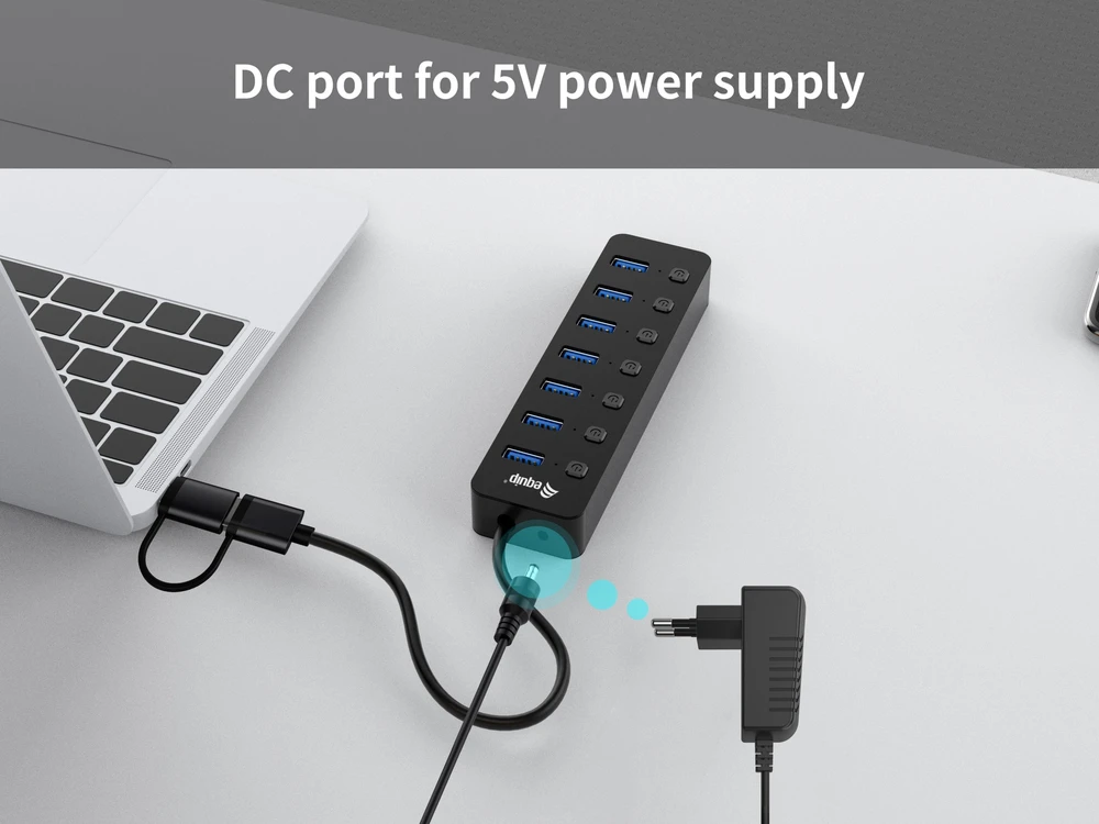 HUB USB Equip Equip USB-Hub 7-Port 3.2 ->7x3.2 5Gbps m.įkroviklis sw