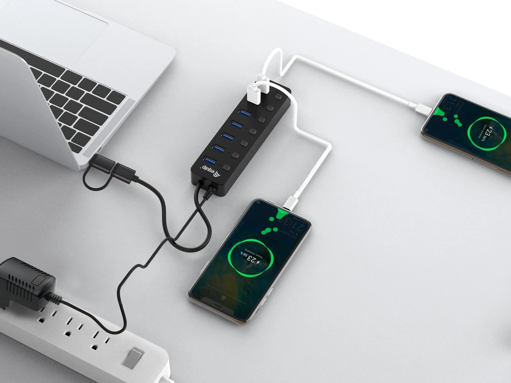 HUB USB Equip Equip USB-Hub 7-Port 3.2 ->7x3.2 5Gbps m.įkroviklis sw