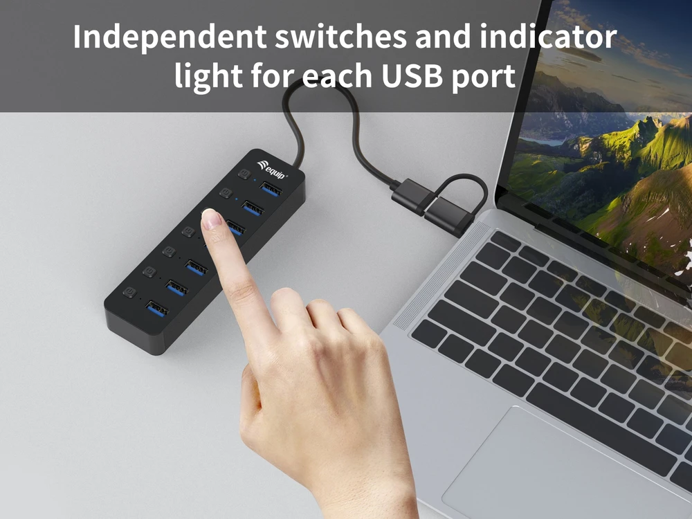 HUB USB Equip Equip USB-Hub 7-Port 3.2 ->7x3.2 5Gbps m.įkroviklis sw