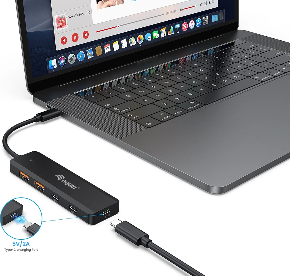 Equip USB šakotuvas USB šakotuvas 4 prievadų 3.2/C->2xUSB-C 2xUSB-A 10Gbps o.Netz.sw