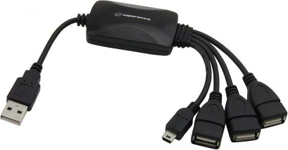 Esperanza EA158 Šakotuvas 4 jungtys USB2.0 - 3 x USB, 1 x microUSB.