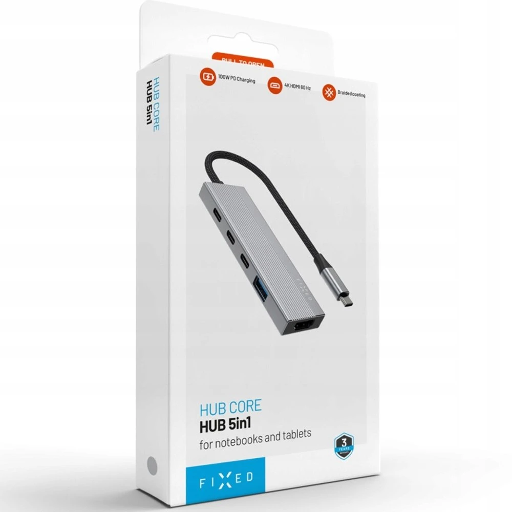 Šakotuvas FIXED HUB Core. 5-in-1 for notebooks and tablets,