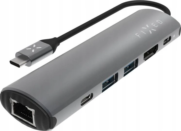 Fixed Fiksuotas | 6 prievadų USB-C HUB Pro nešiojamiesiems kompiuteriams ir planšetiniams kompiuteriams