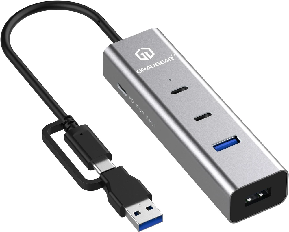 HUB USB Graugear GRAUGEAR 4 Port USB HUB + PD 2xC+2xA USB+USB-C PD Supports