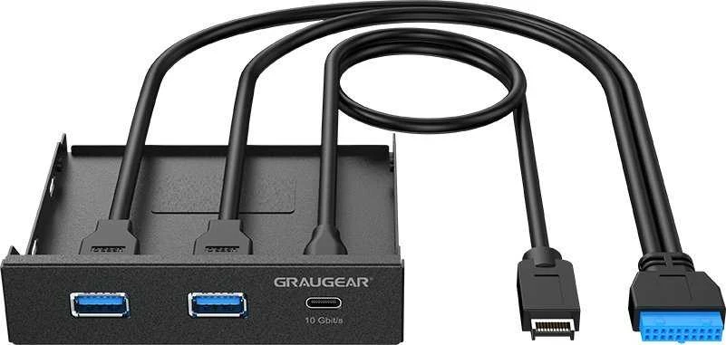 Graugear „Graugaer Pilkas Gear“ daugiafunkcis priekinis skydelis su USB šakotuvu