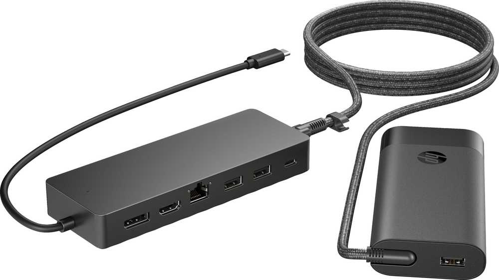 HUB USB HP Universal USB-C Hub and Nešiojamas kompiuteris Charger Combo