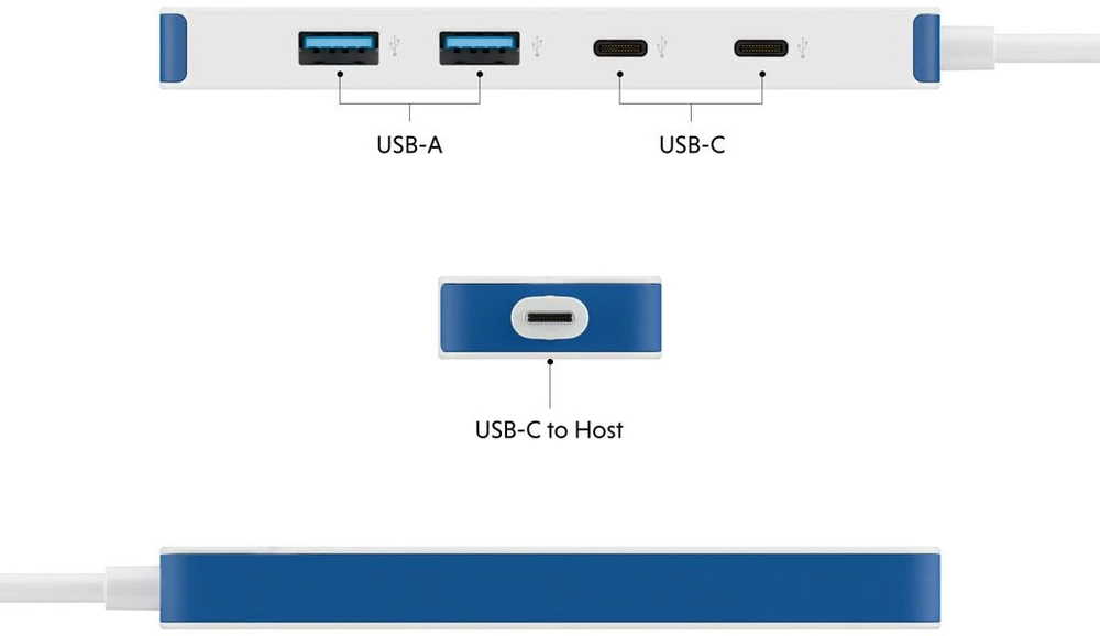Hyper HyperDrive Flex 4 Port USB-C Combo Hub, Baltas/Mėlyna | HD5200BUGL