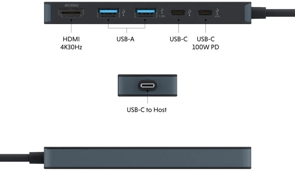 „Hyper HyperDrive Flex“ 5 prievadų USB-C šakotuvas | HD4101BKGL | HDMI jungtys kiekis: 1