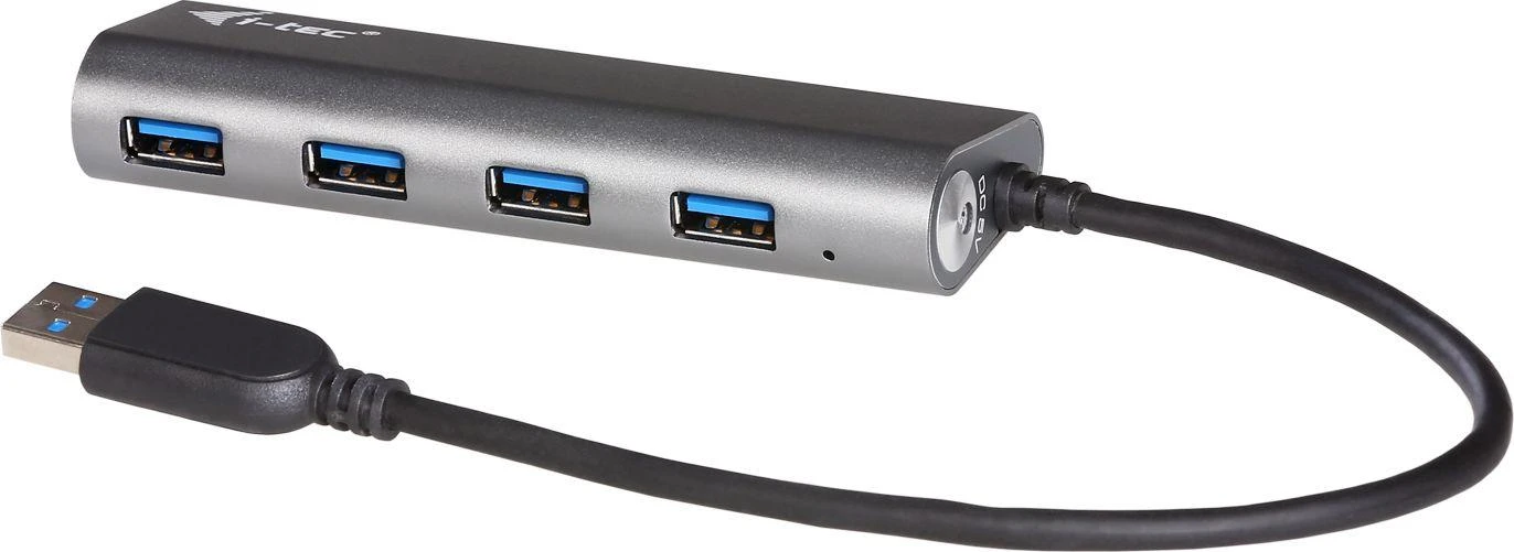 I-TEC USB 3.0 metalinis HUB 4 prievadas su atskirais įjungimo/išjungimo jungikliais 4x USB 3.0 prievadas su greito įkrovimo palaikymu BC 1.2