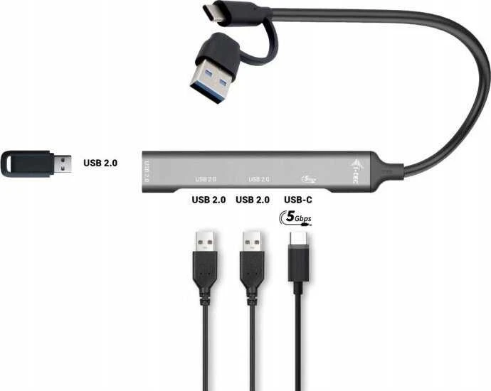 I-TEC USB-A/USB-C 4 prievadų HUB/1X USB-C 3.1+3X USB 2.0