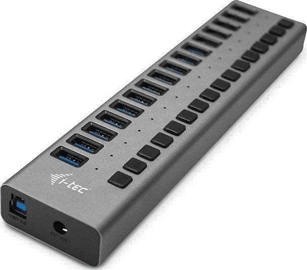 16 prievadų USB šakotuvas su maitinimo jungtimi