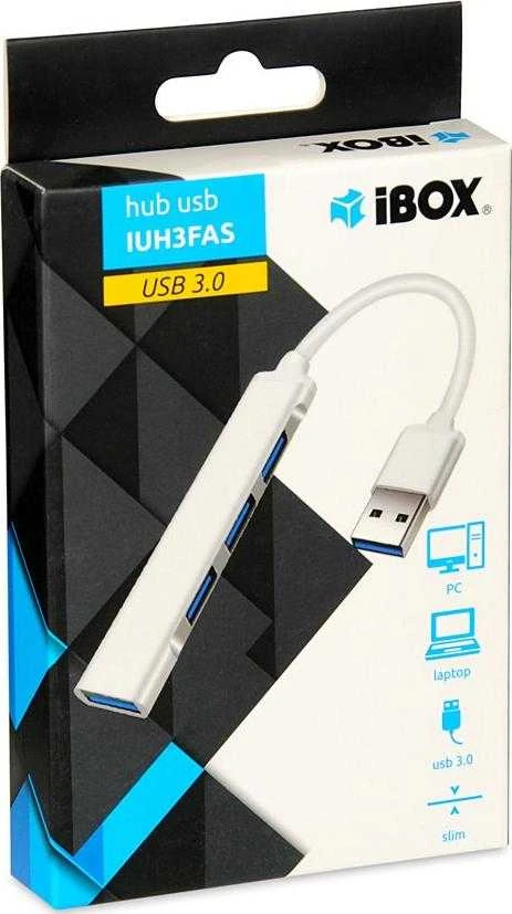 IBOX IUH3FAS Hub USB3.0 + USB 2.0 Sidabrinis
