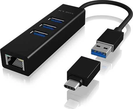 „Raidsonic“ | 4 privatūs įrenginiai, palaikantys USB 3.0 A tipo, C tipo, gigabito LAN | „Icy Box IB-HUB1419-LAN“