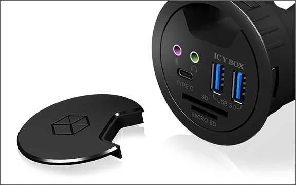 ICYBOX IB-HUB1404A Icy Box Desk Hub 2x USB 3.0, 1x USB 3.0 Type-C, garso įvestis / išvestis, SD skaitytuvas