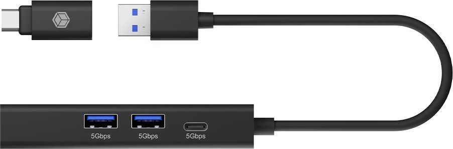 RAD ICY BOX IB-HUB1439-LAN Vielinis USB 3.2 Gen 1 (3.1 Gen 1) Type-A Juoda