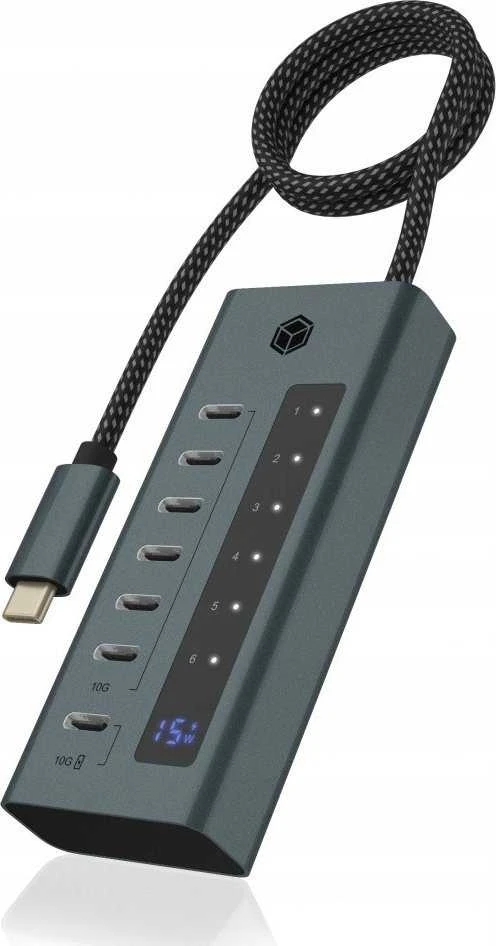 RAD ICY BOX IB-HUB1457-C31 USB 3.2 Gen 1 (3.1 Gen 1) Type-C 10000 Mbit/ai Mėlyna, Pilka