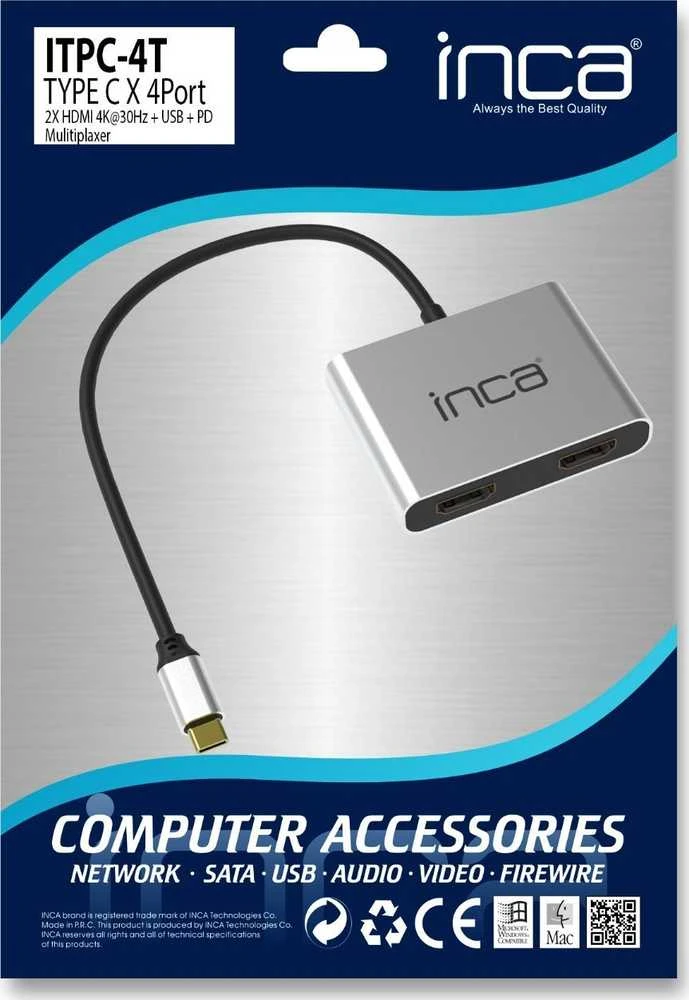 Inca ITPC-4 adapteris su USB-C laidu ir HDMI jungtimis