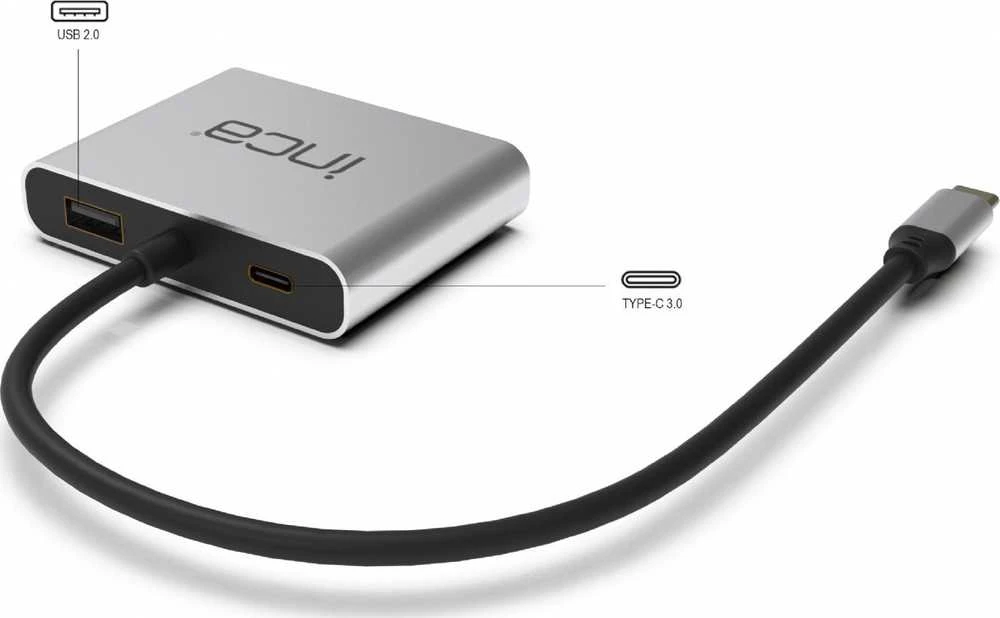 Nezatříděno USB INCA šakotuvas INCA adapteris ITPC-4 tipo C > 2xHDMI 4K30Hz, 1xUSB-A, 1xUSB-C