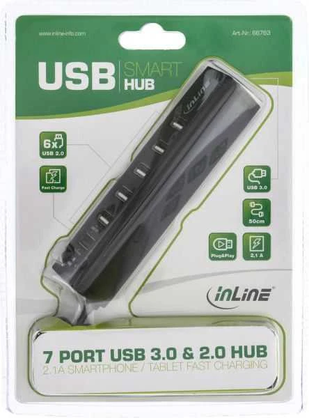 InLine 7 prievadų USB šakotuvas pakuotėje
